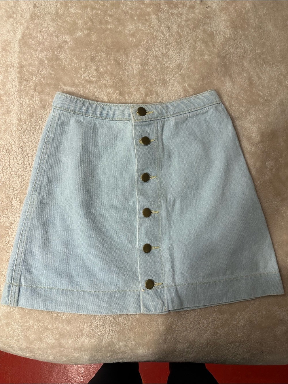 American Apparel Light Blue Button-Front Denim Mini Skirt